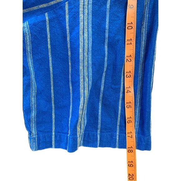 Smokey Joe’s Linen Blend Blue Yellow Stripes Button Down Medium 80s - Picture 10 of 11